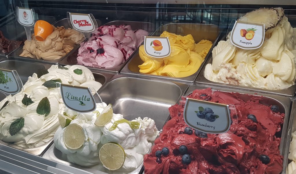 Gelato cabinet at Tutto Bene, Southbank