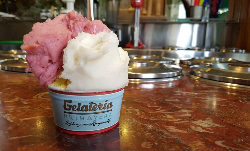 Gelateria Primavera - a medium serve has up to three flavours