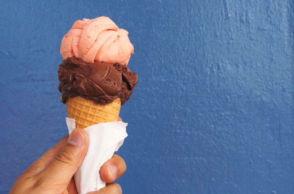 A classic combination of chocolate gelato and blood orange sorbetto from Dolce House.