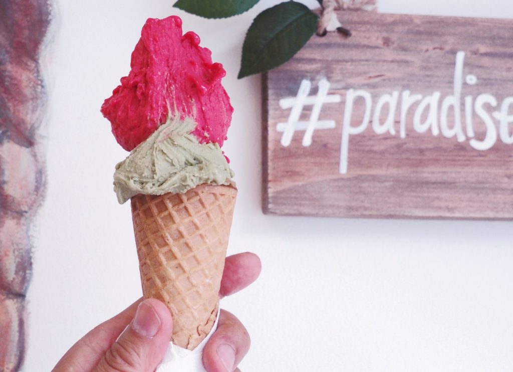 Pistachio is available only on Fridays. Raspberry sorbetto is an excellent match.