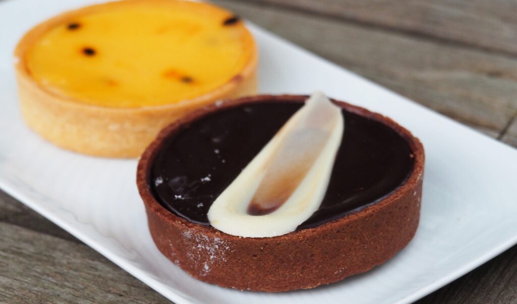Chocolate and passionfruit tarts from The French Lettuce